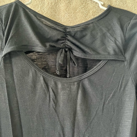 S0 girls black graphic tee ruched back laugh often Be Happy & sparkle on size 16 - Picture 5 of 7